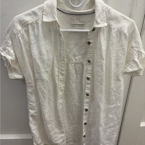 J. Crew White Short-Sleeve Button-Down Shirt